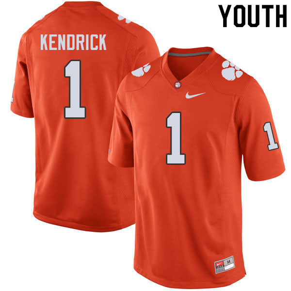 Youth #1 Derion Kendrick Clemson Tigers College Football Jerseys Sale-Orange